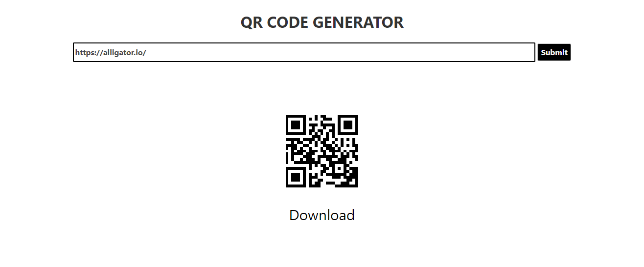 Generated QR Code of alligator.io