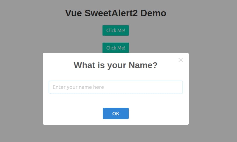 Modal with input for user to pass-in value