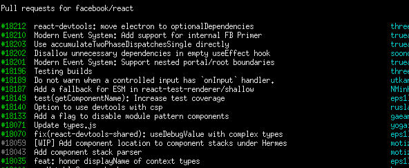 terminal output