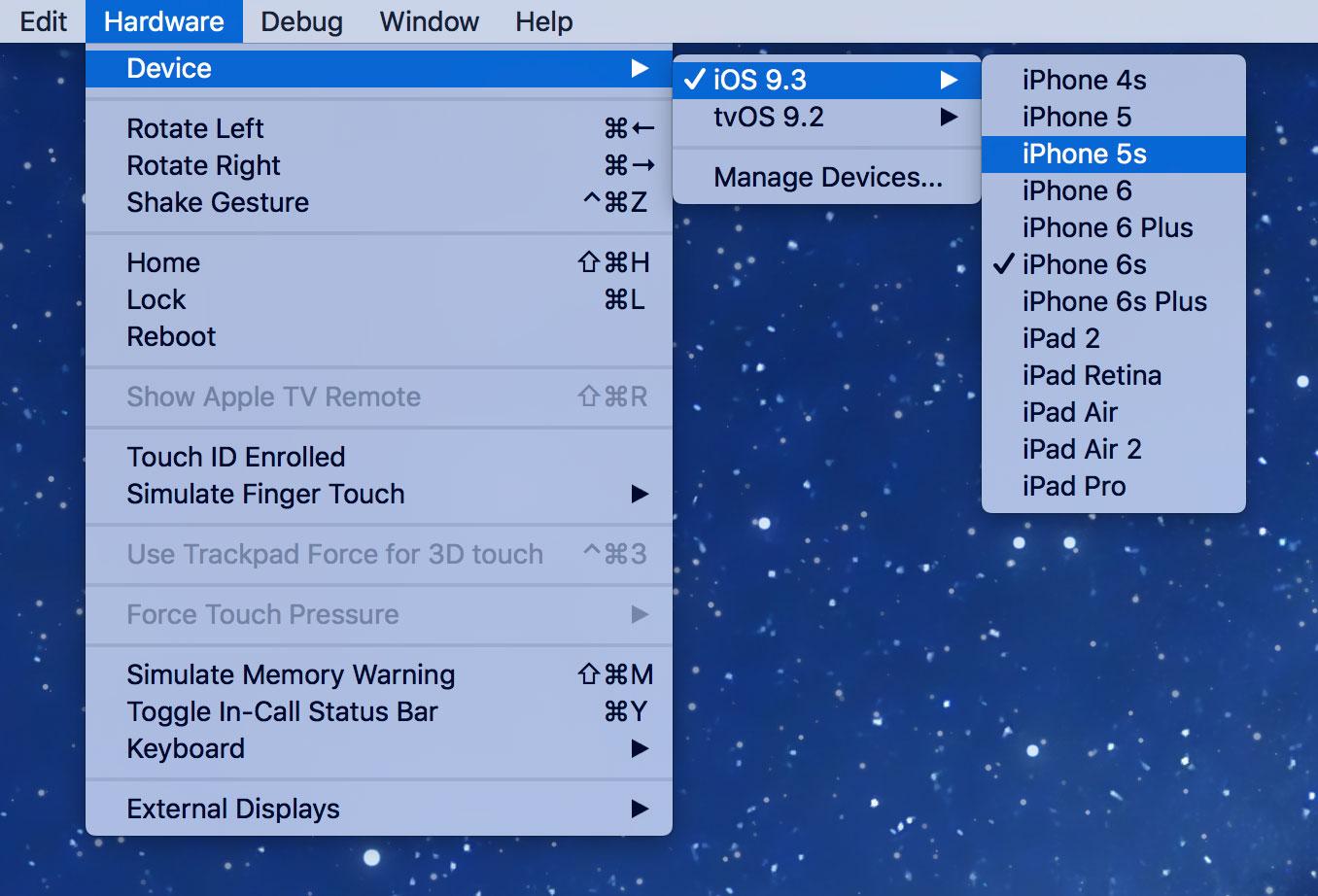 Switch between different iOS devices