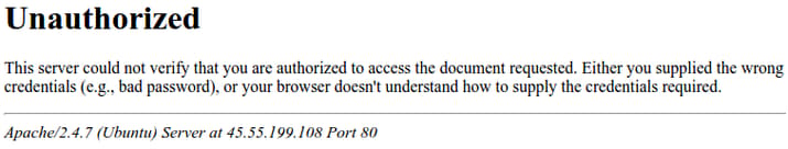 Apache2 unauthorized error