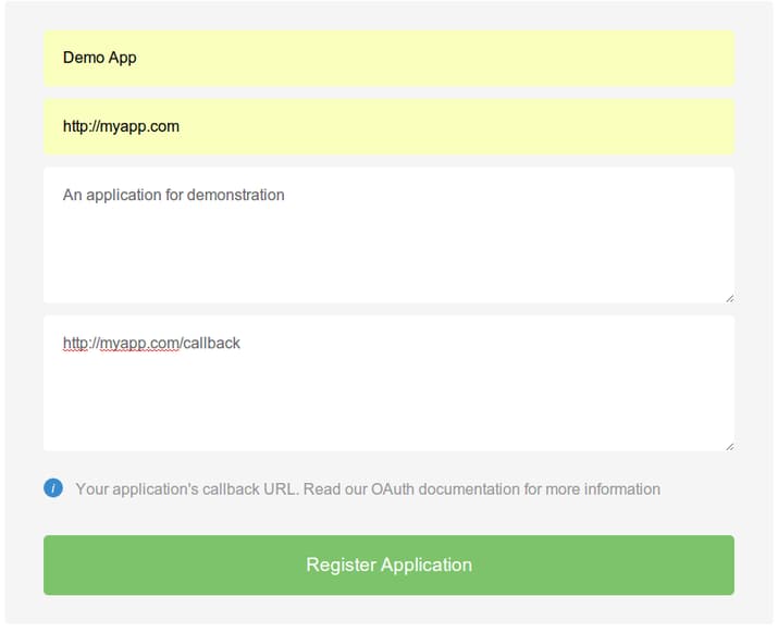 DigitalOcean app registration info