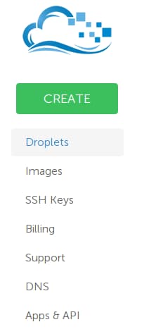 DigitalOcean left-hand nav