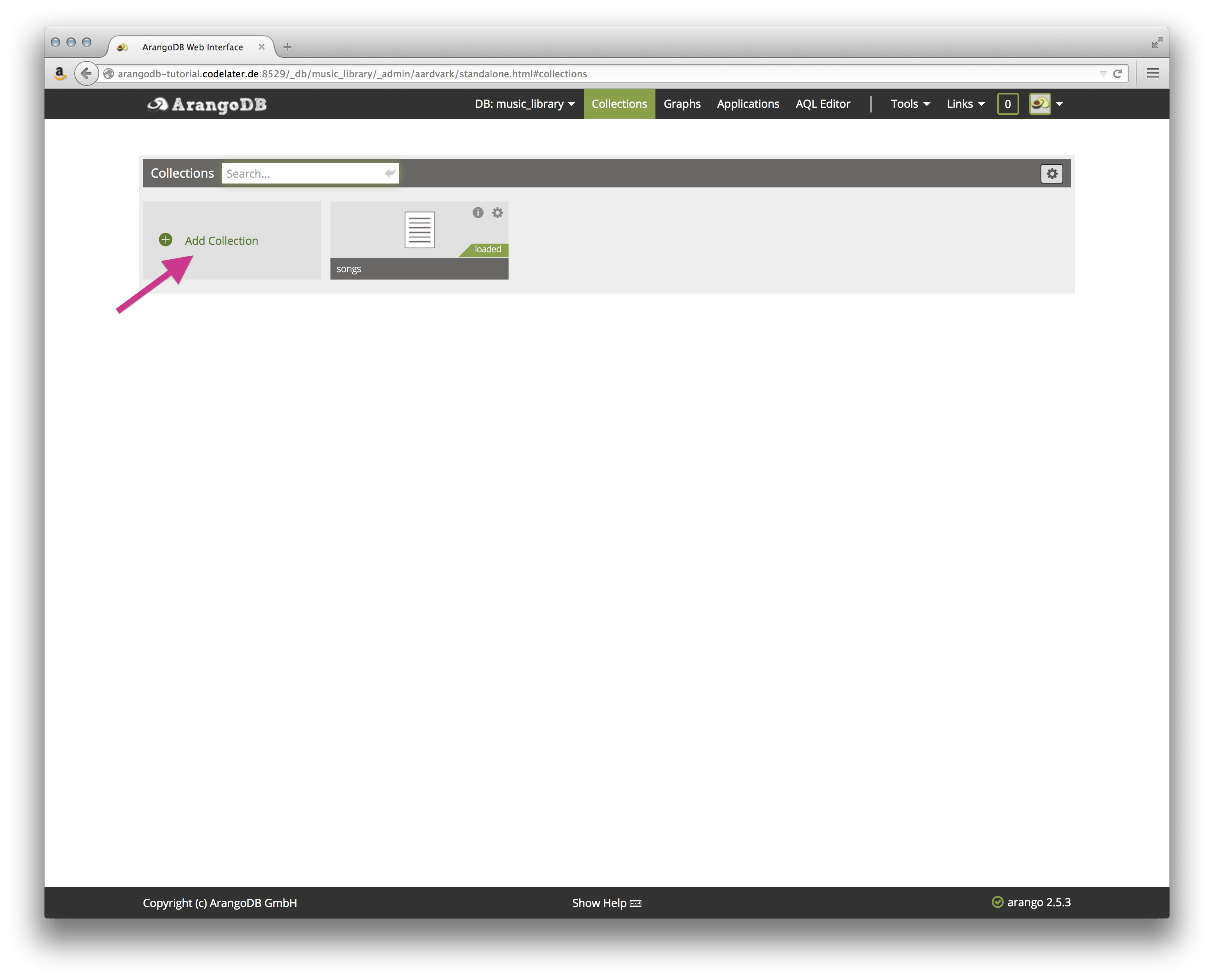 Add Collection in Web Interface