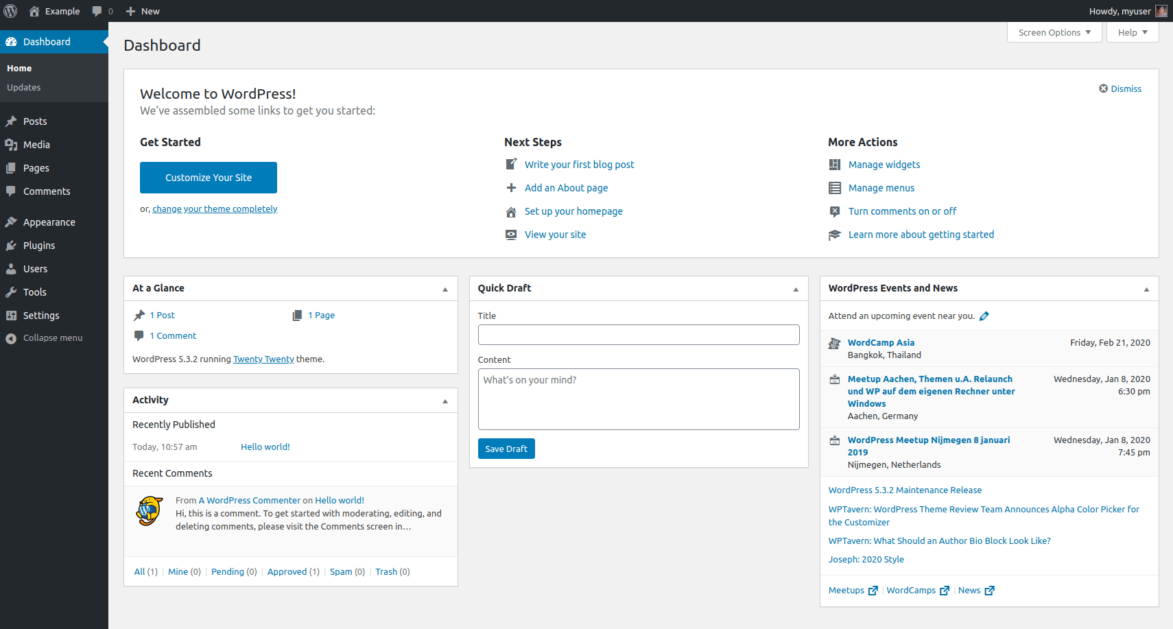 WP Admin Panel