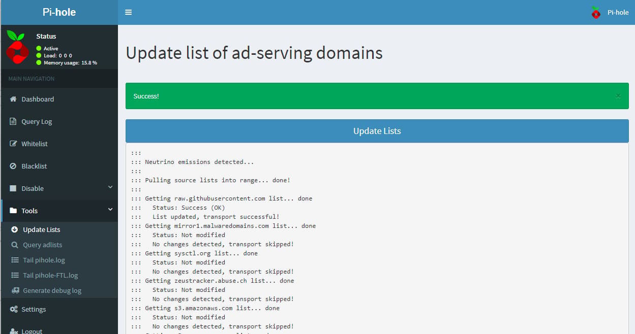 Web Interface Updated List of Ad-Serving Domains