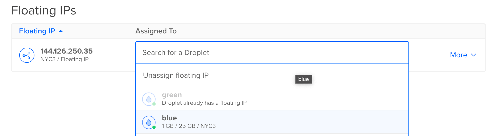 DigitalOcean reassign IP address