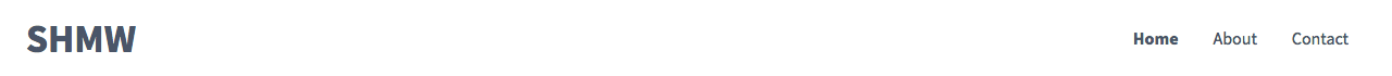 Current navbar of the application, with hovered links in dark gray
