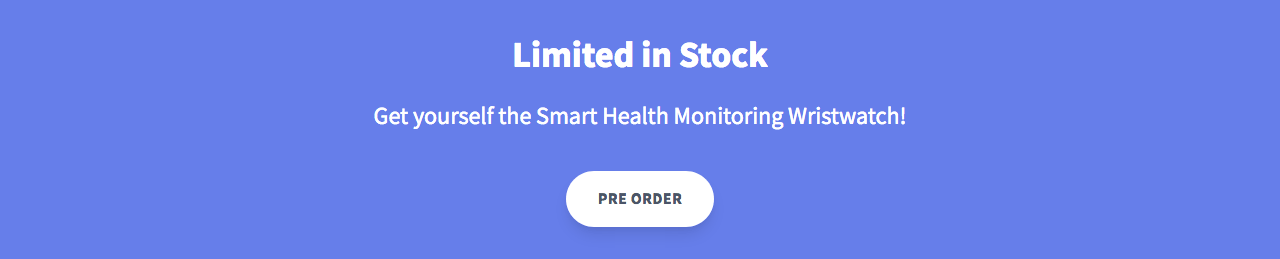 Call to action section, with a pre-order button