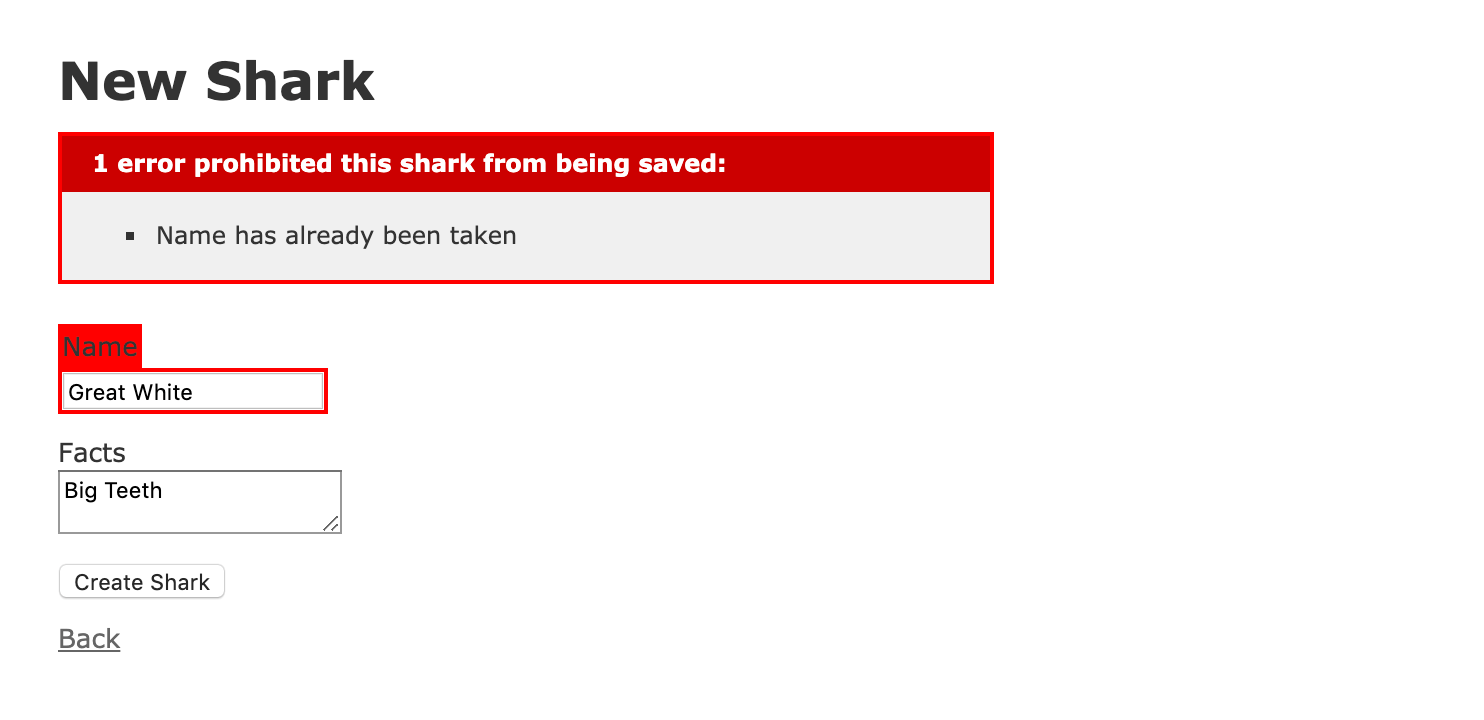 Unique Validation Warning
