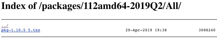 Package repository listing