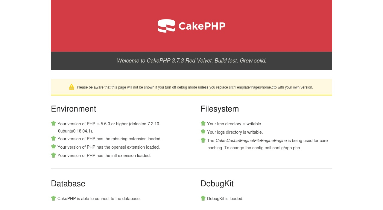 CakePHP can connect to the database