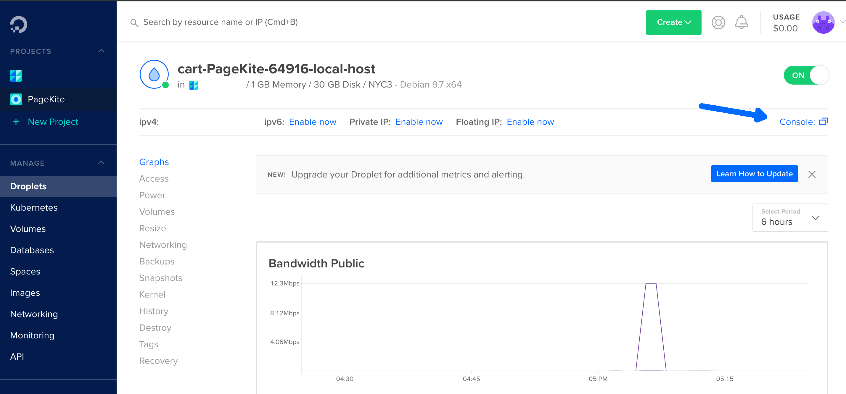 DigitalOcean Control Panel