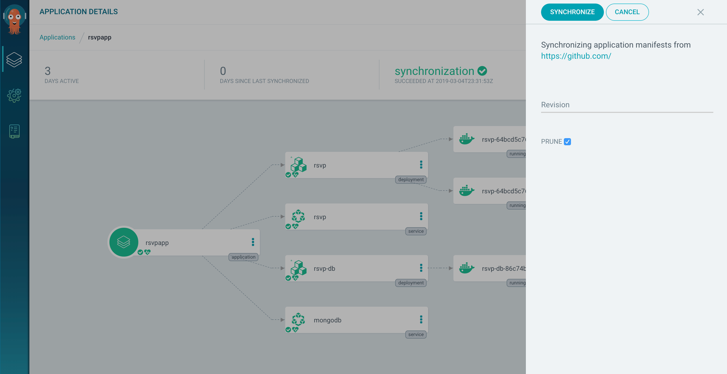 Synchronization Page for Argo CD