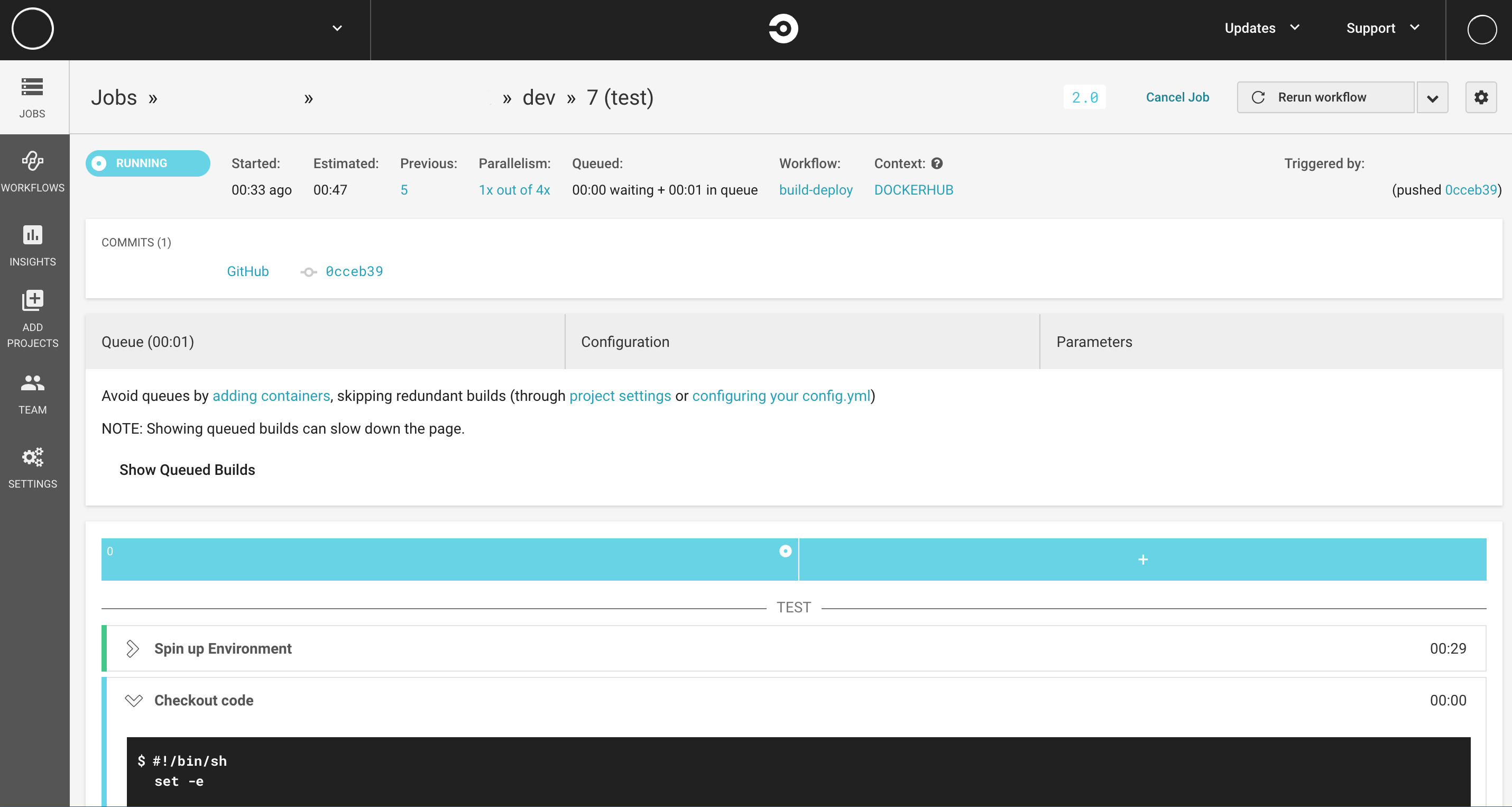 CircleCI Project Workflow Page