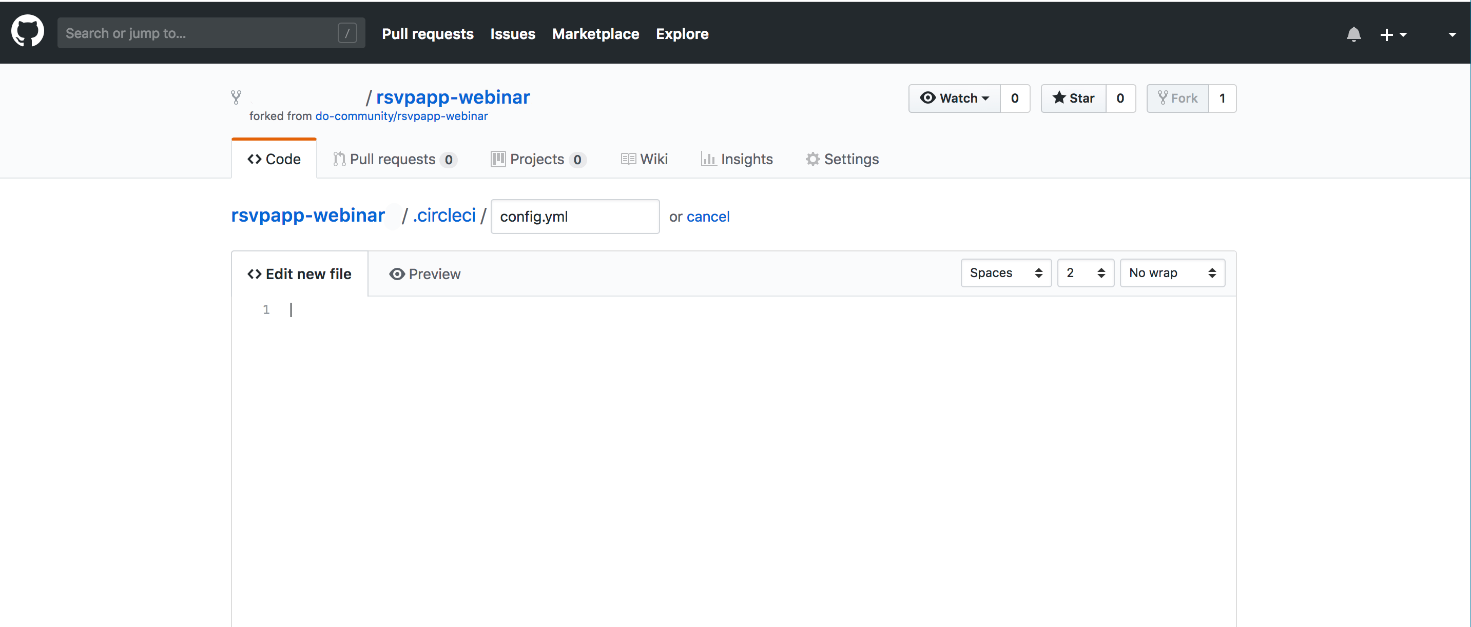 GitHub Create a new file Page