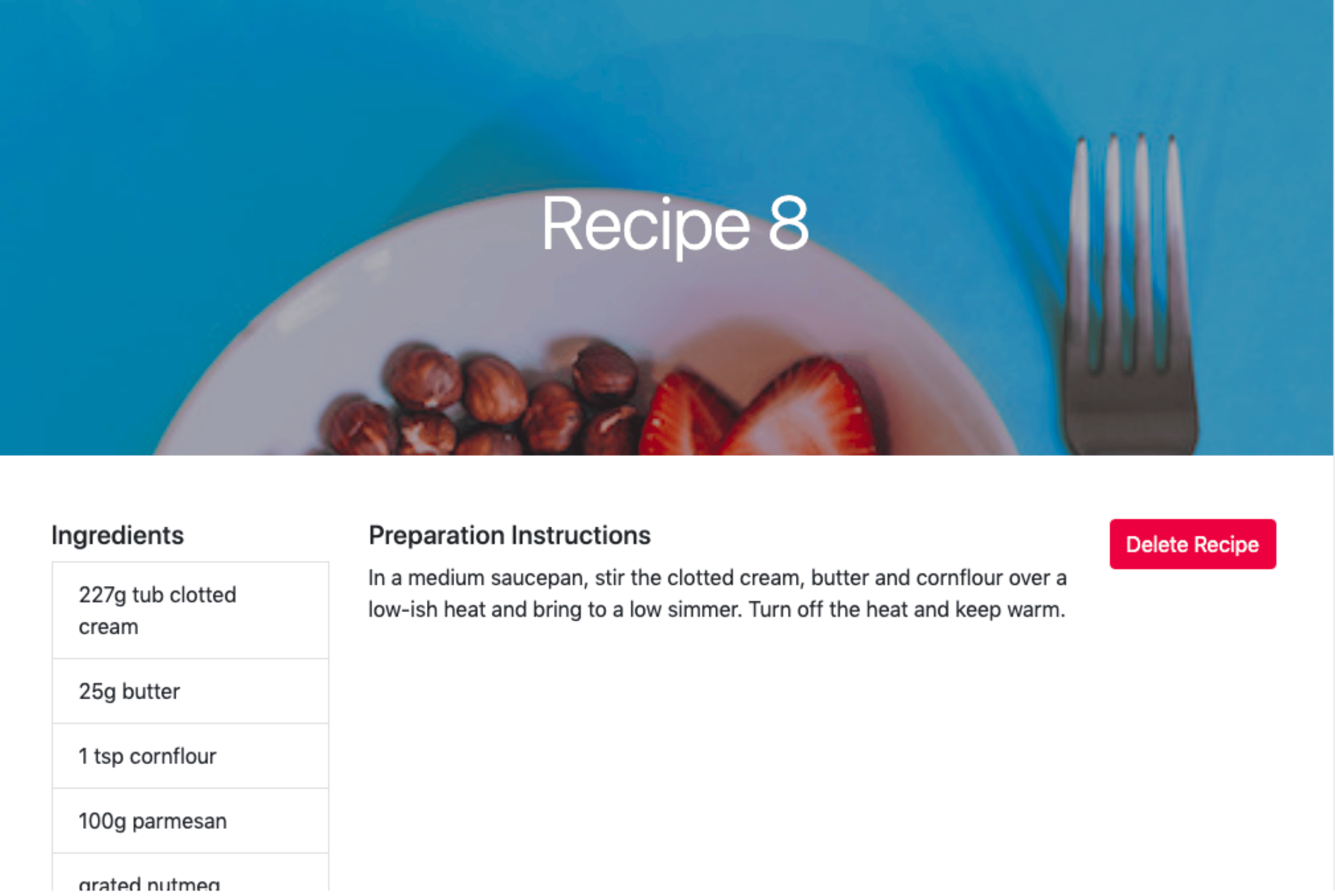 Single Recipe Page