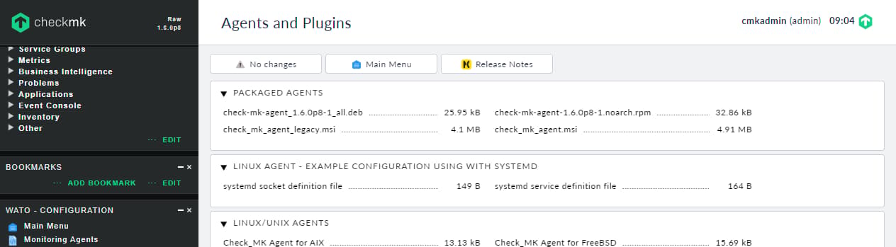 List of available packaged monitoring agents