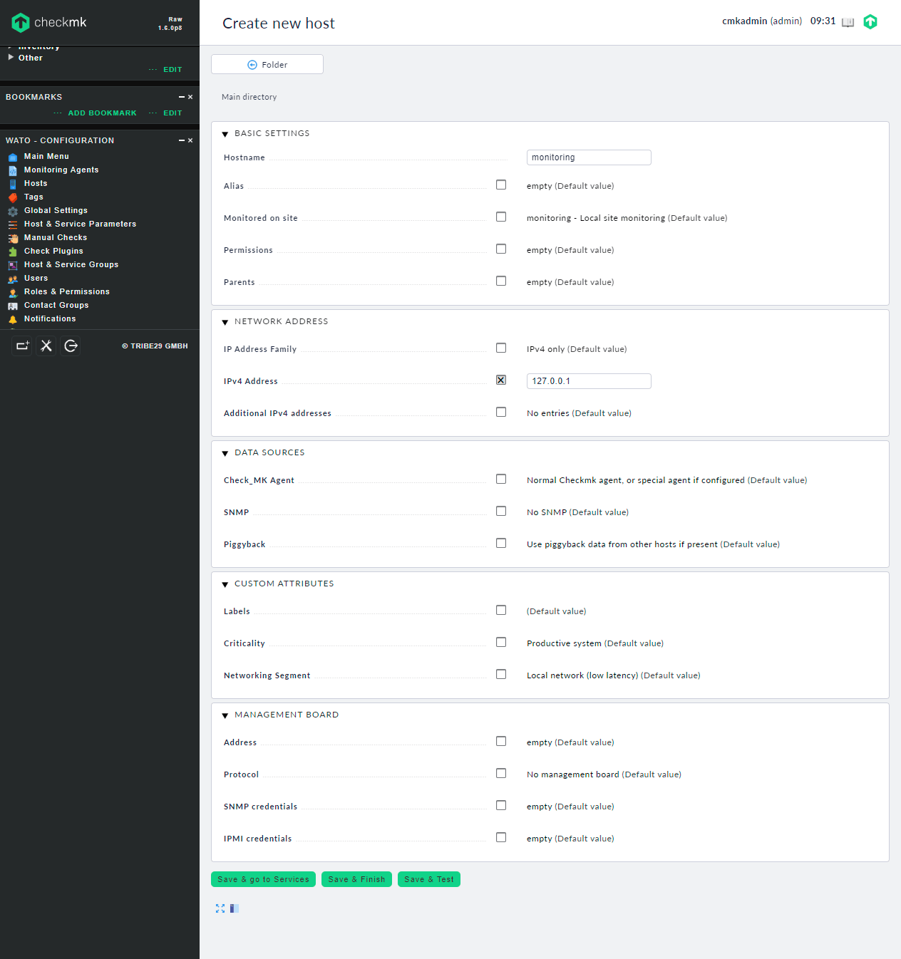 Creating a new host in Checkmk