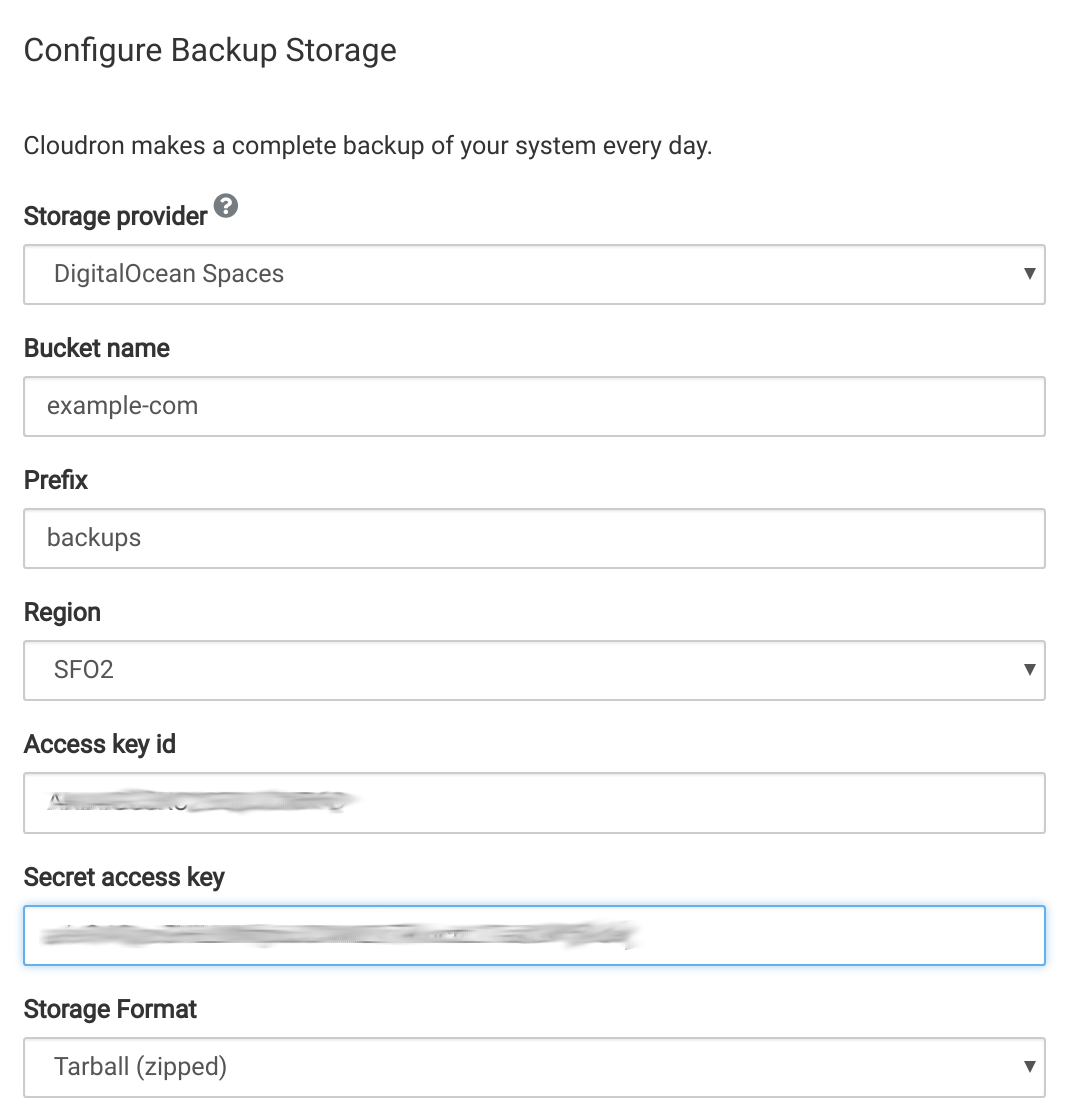 Configure Backup on DO Spaces