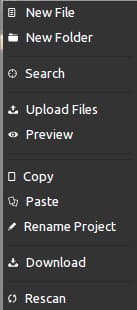 Codiad context menu