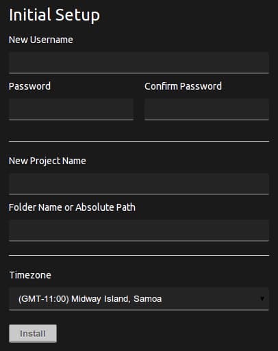 Codiad initial setup