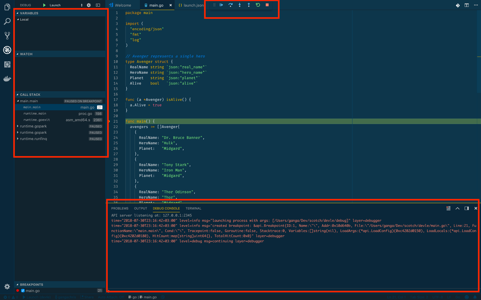 Visual Studio Code Debug View