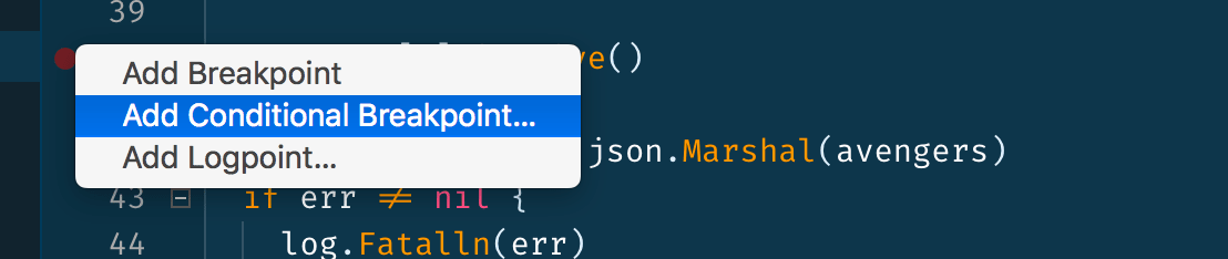 "Add Conditional Breakpoint…" menu option