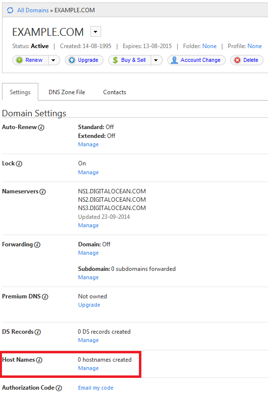 GoDaddy Host Names