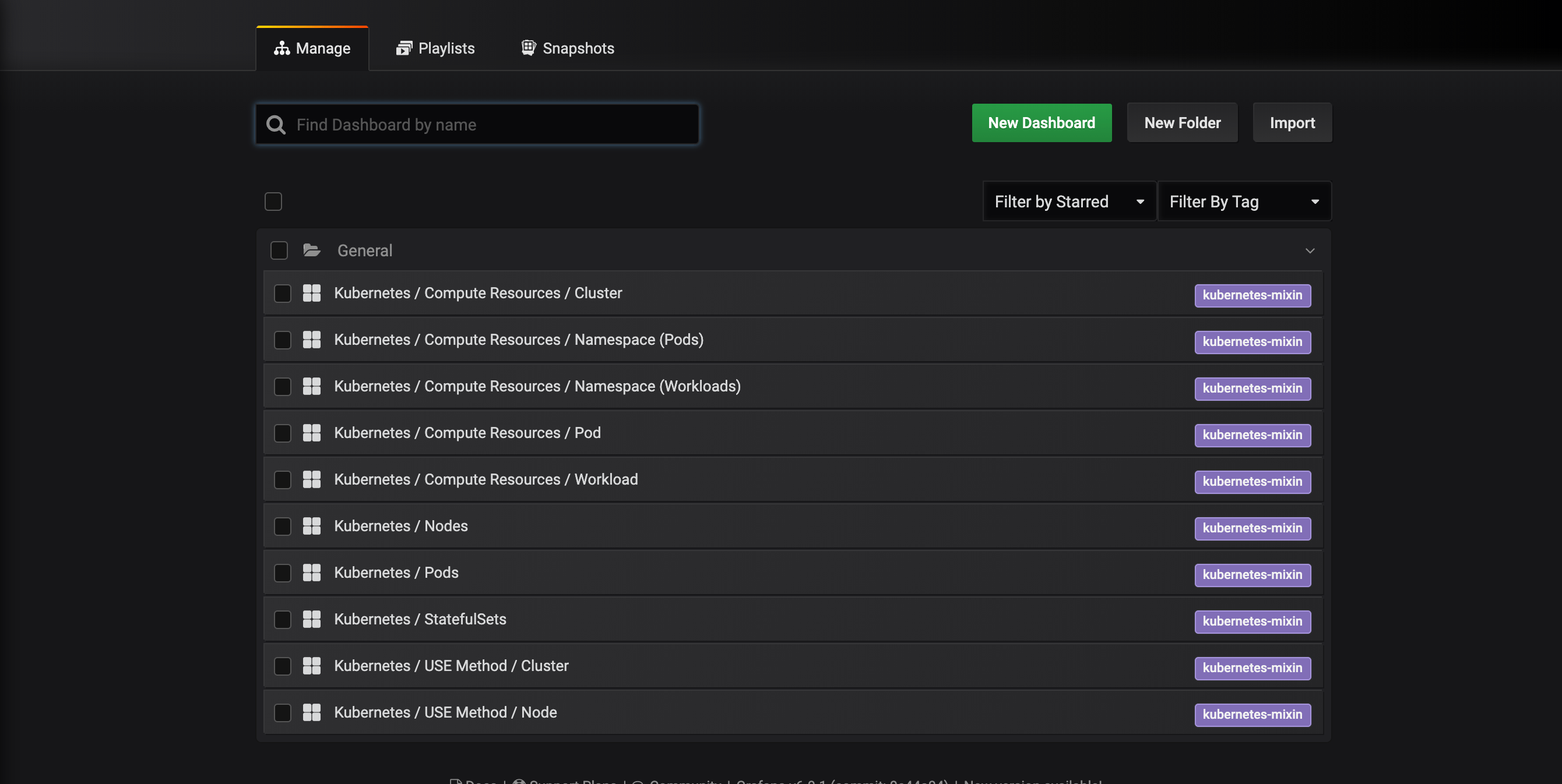 Grafana Dashboard List