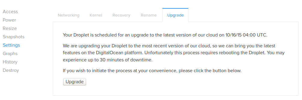 Settings and Upgrade