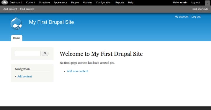 Drupal completed install