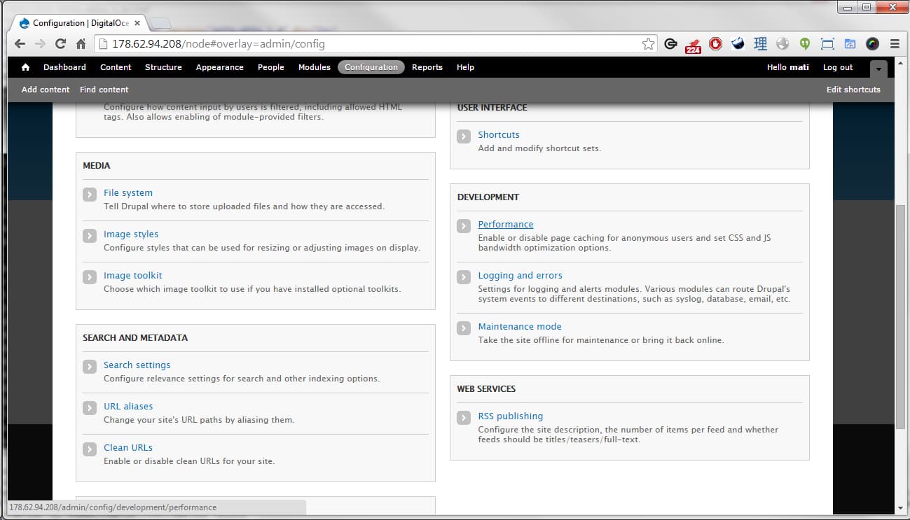 Drupal Configuration menu