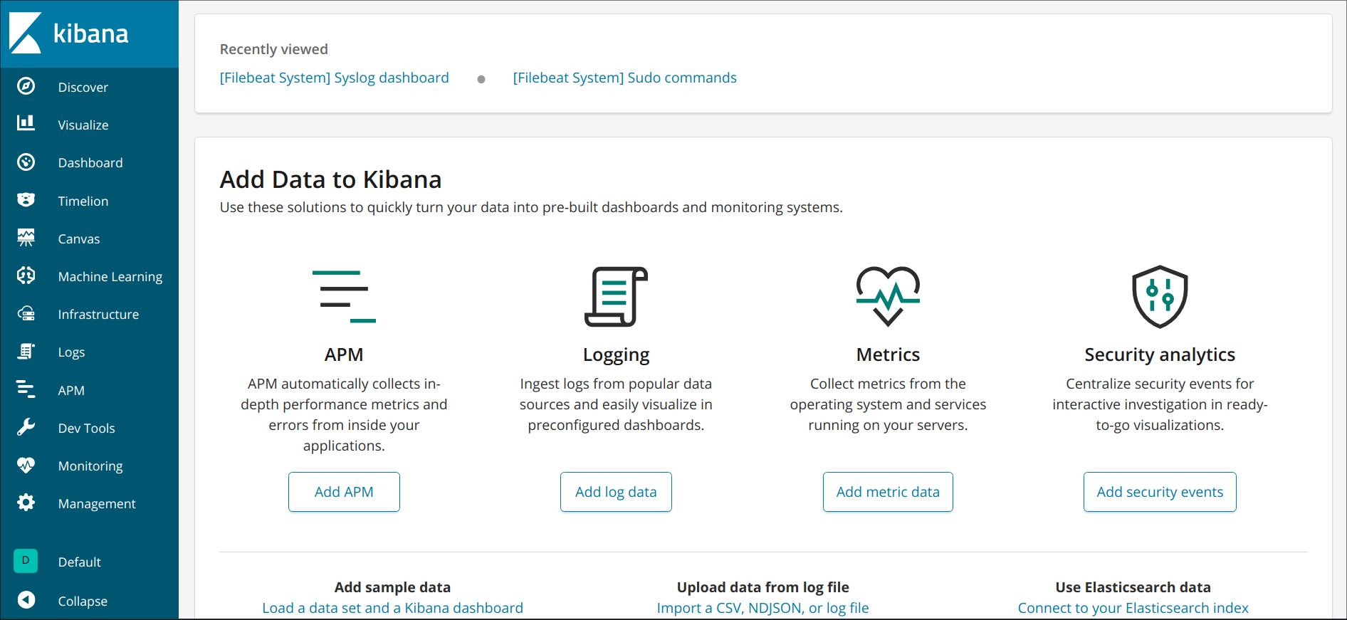 Kibana Homepage