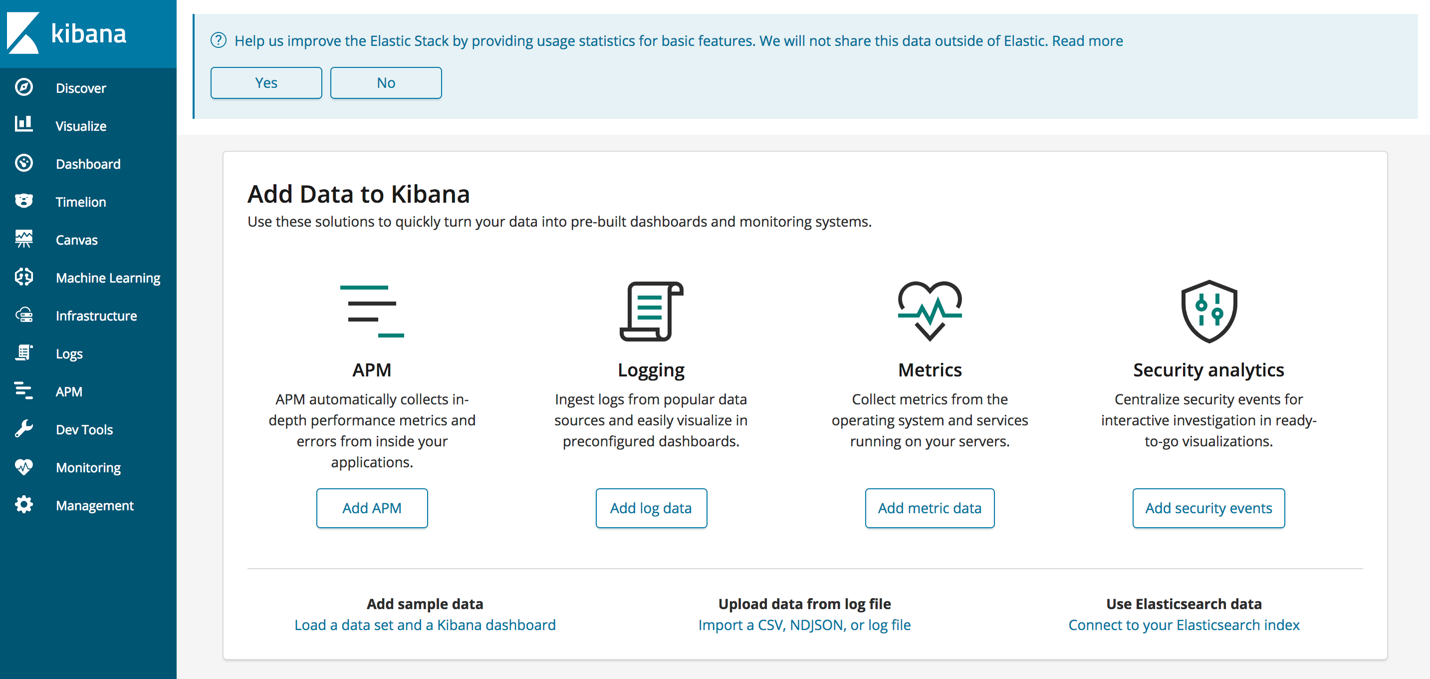 Kibana Homepage