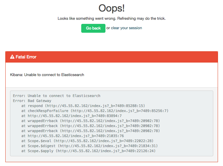 Unable to connect to Elasticsearch