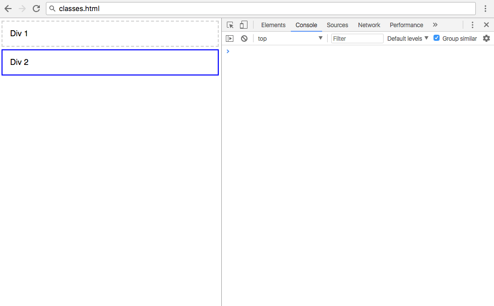 First rendering of classes.html