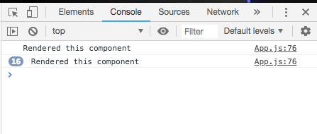 Console log output for multiple render operations