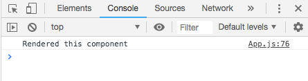 Console log output for a single render operation