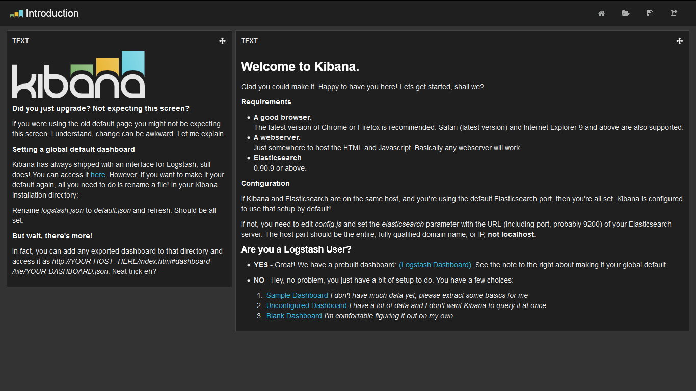 Kibana Welcome
