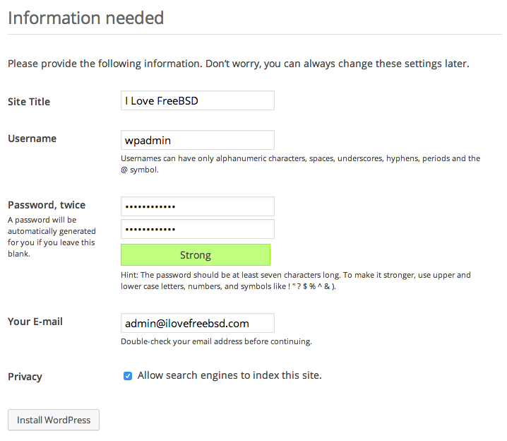 Install WordPress