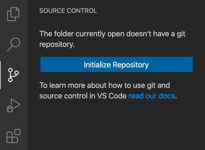 Tangkapan layar yang menggambarkan tombol Initialize Repository