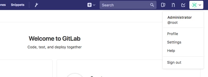 GitLab profile settings button