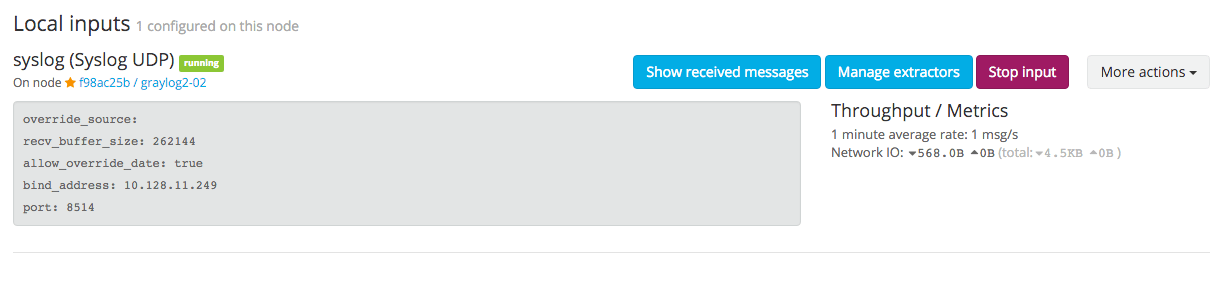 Graylog syslog input