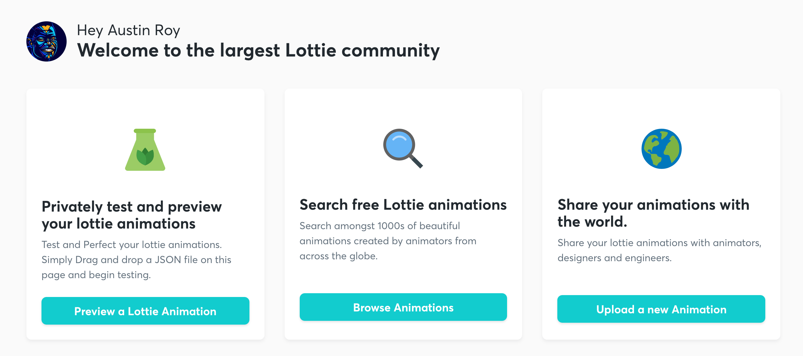 Screenshot of the LottieFiles menu.