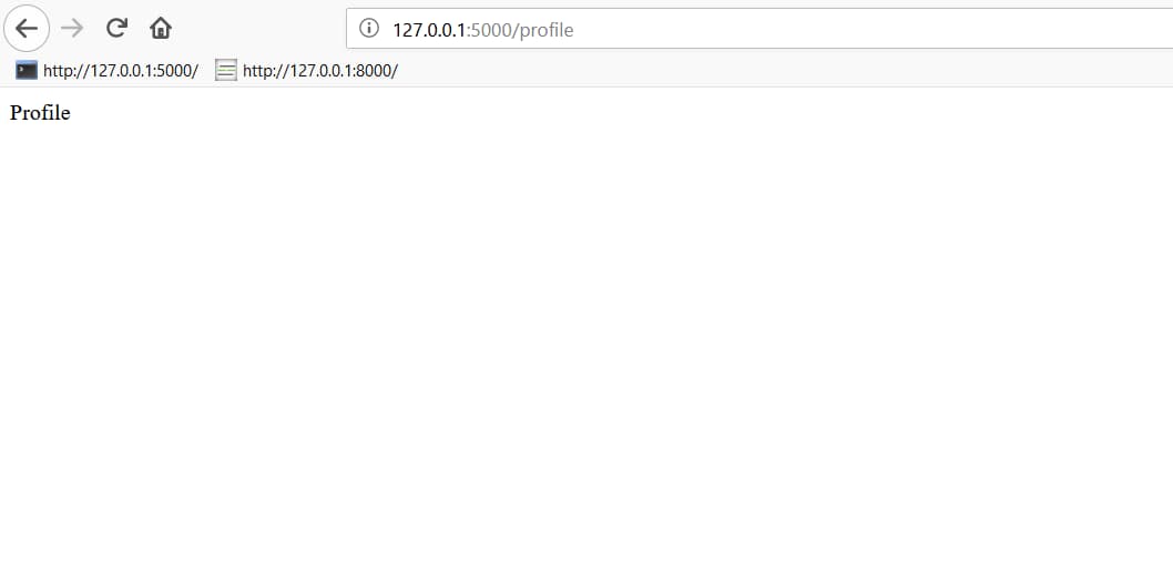Screenshot of project at localhost port 5000 in browser