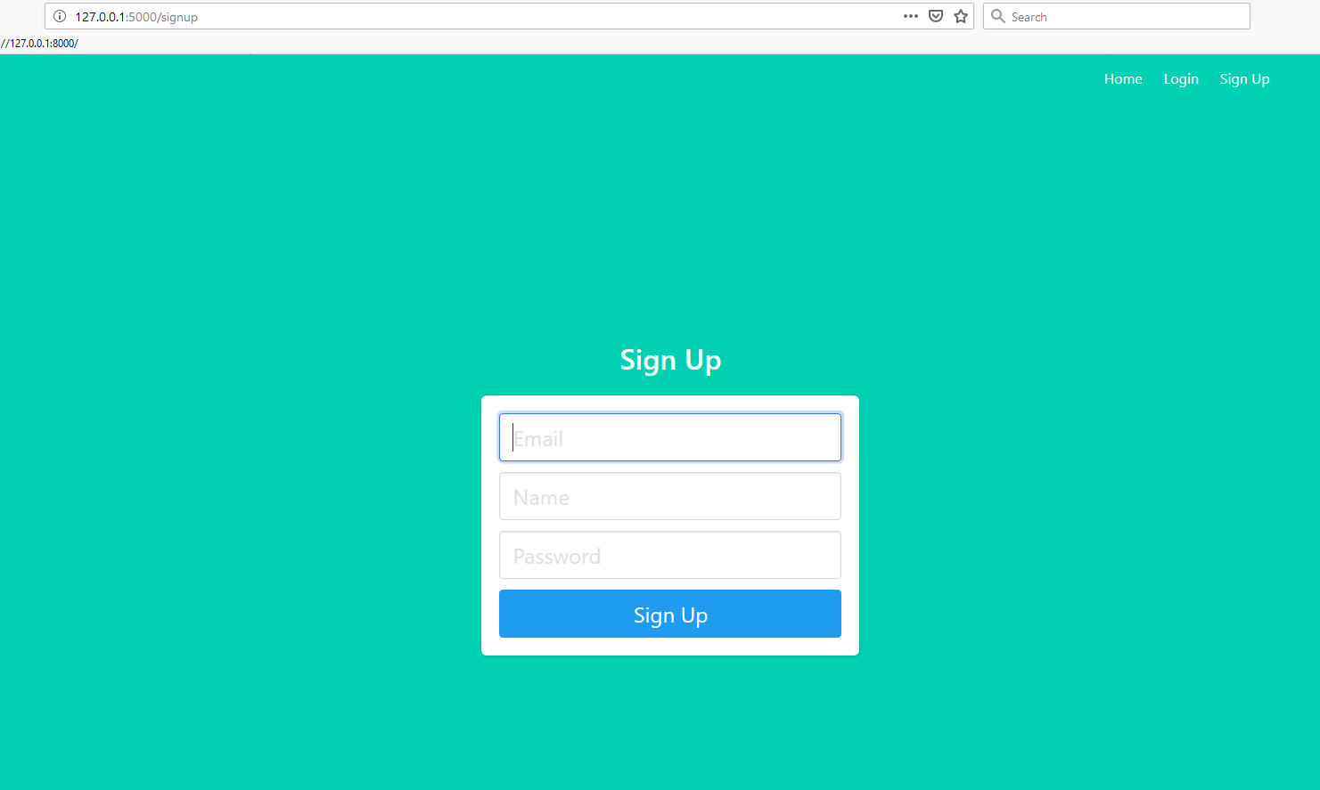 Sign up page at /signup
