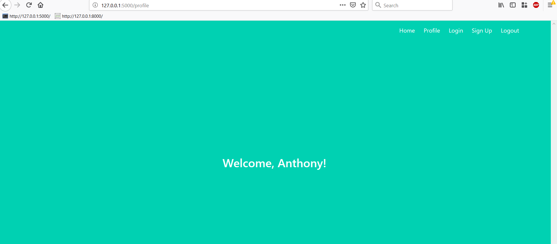 Profile page with "Welcome, Anthony!"
