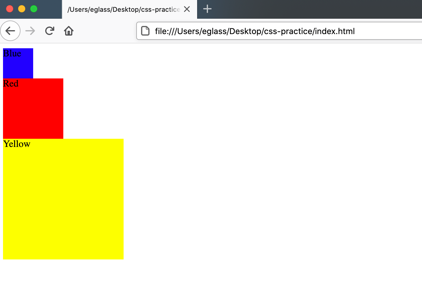 Webpage with  elements containing text