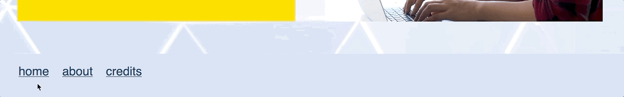 Gif of footer with menu items